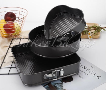 Multiple Shapes, 3 IN 1 HEART/ROUND/SQUARE CAKE NON STICK MOULD.