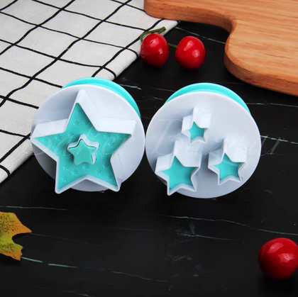 Star Shape, Oval Cutter Set Of 2 Pcs - SugarCraft Fondant Plunger Cutter Cake Decorating DIY Tool.
