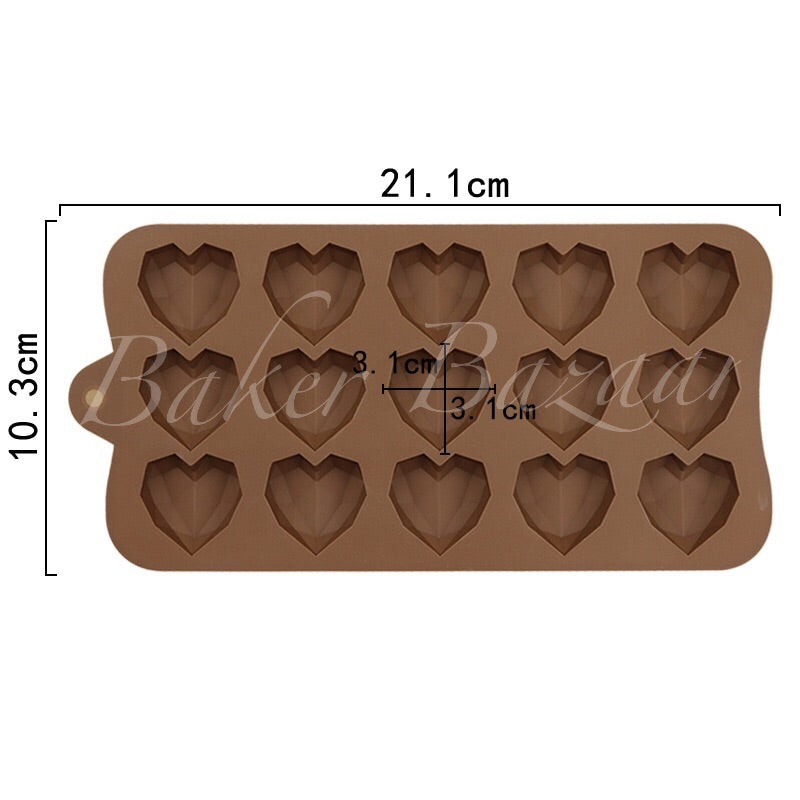 1Pc 15-Cavity Heart Shaped Silicone Chocolate Molds, Morandi Style