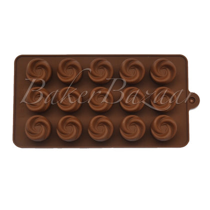 Chocolate Mould Rose Swirls Shape Silicone 15 Cavity