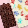 Chocolate Mould Umbrella Handle Gingerbread Doll Shape Silicone 12 Cavity