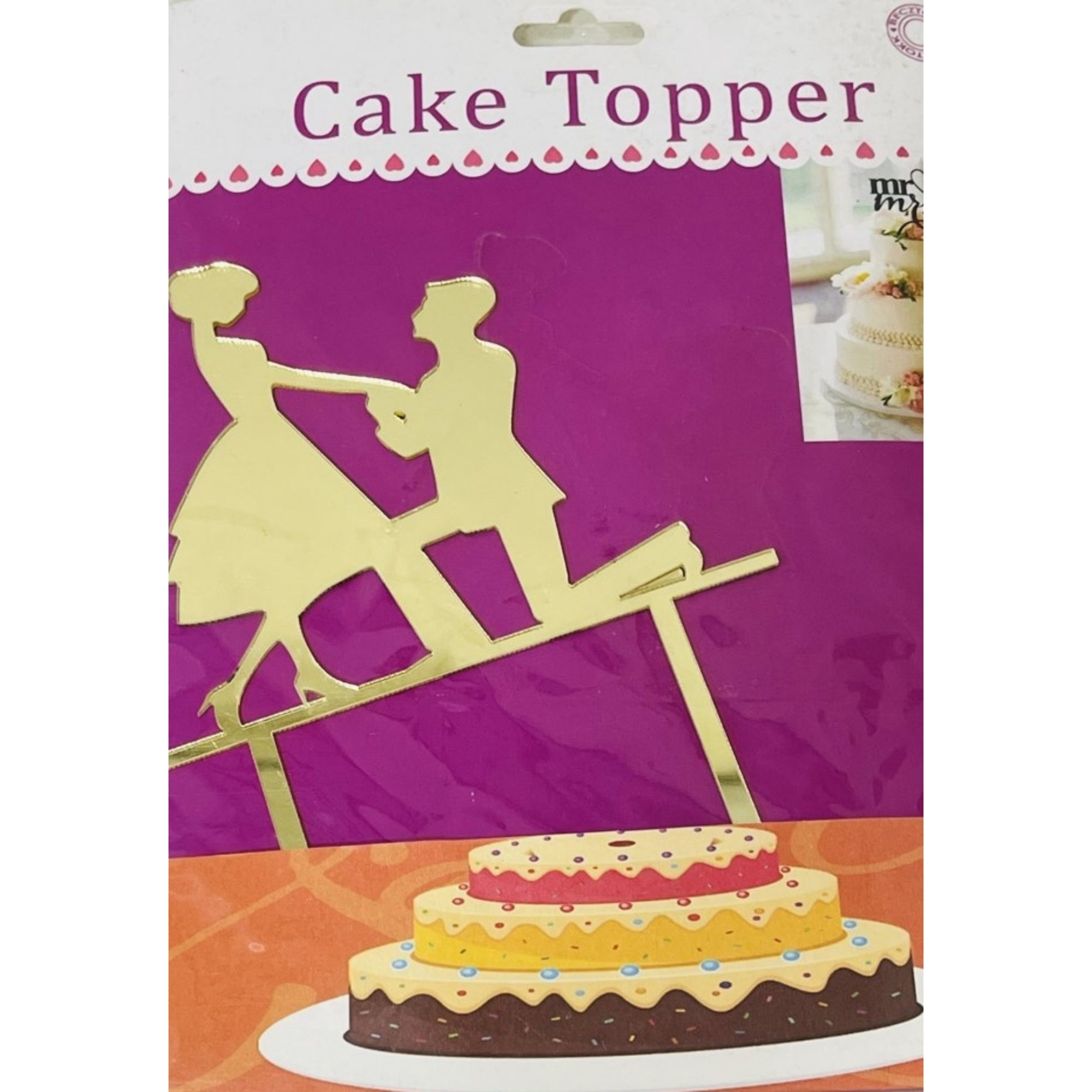 Acrylic Cake Topper or Silhouette - Design 3-7 Inch - Golden