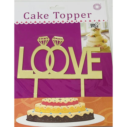 Acrylic Cake Topper or Silhouette - Design 3-7 Inch - Golden
