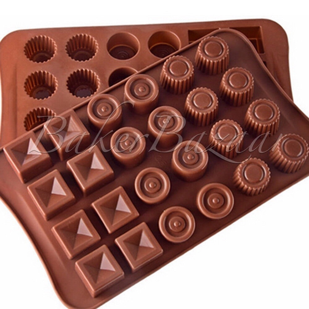 Chocolate Mould Square & Round Chocolates Shape Silicone  24 Cavity