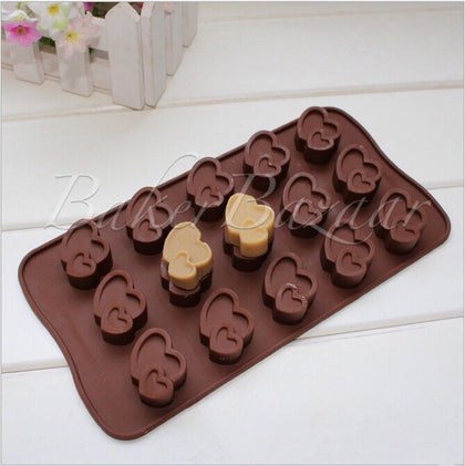 Chocolate Mould Twin Heart Shape Silicone 15 Cavity