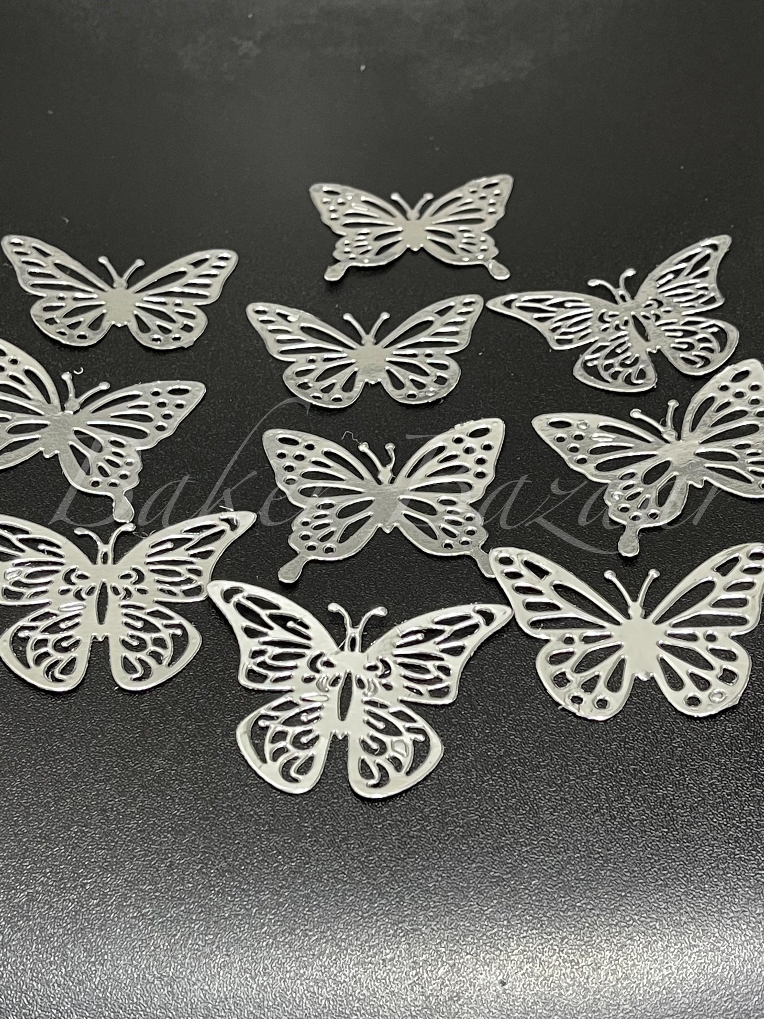 Non Edible Paper Butterfly/ Butterflies Cake Toppers - Silver