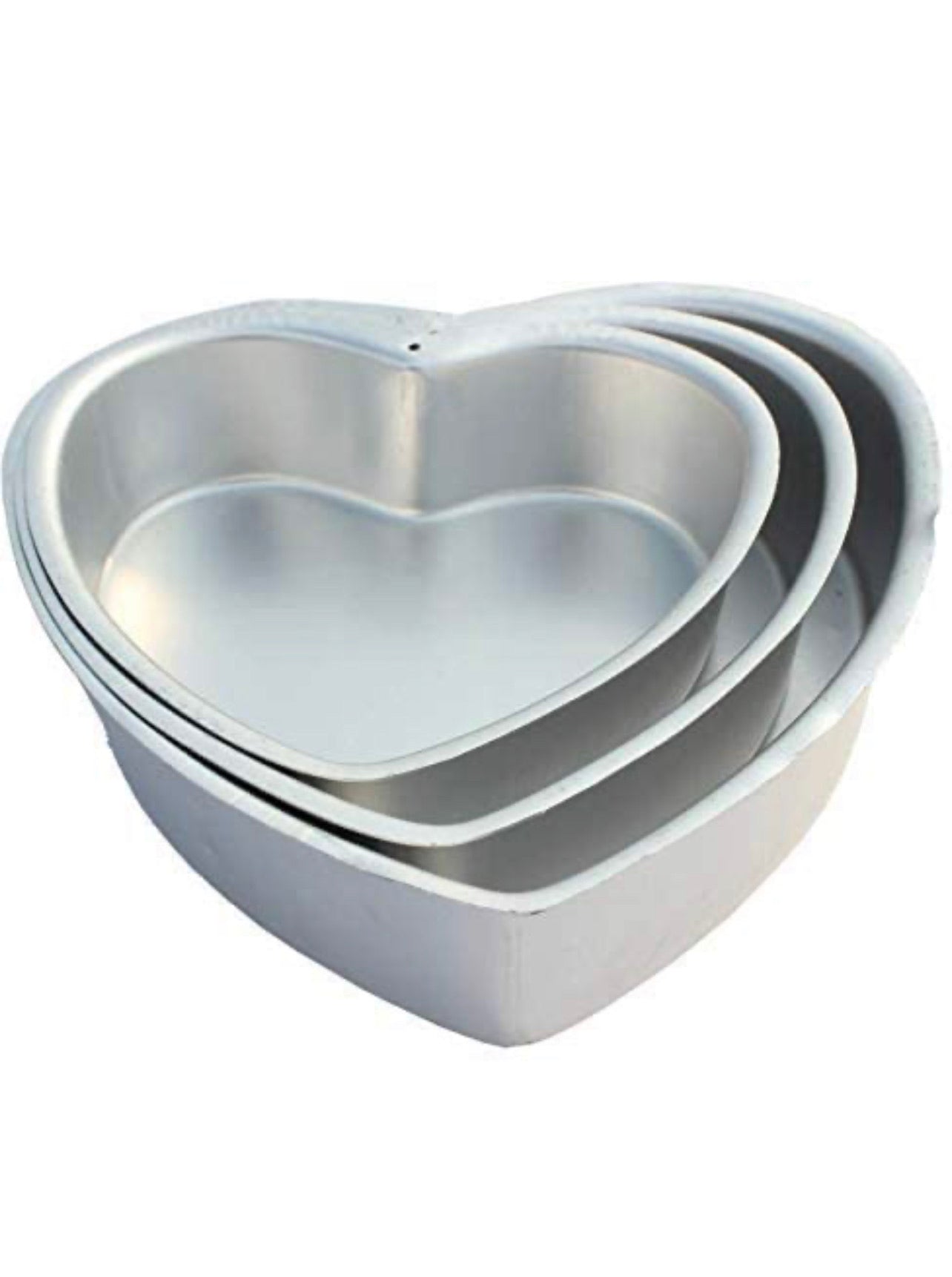 Aluminium Cake Baking Mould Heart Shaped Set of 3 Different Sizes