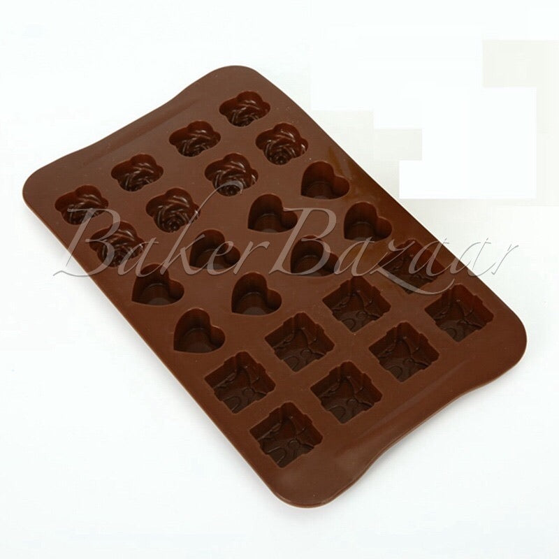 Chocolate Mould Heart, Rose & Gift Box Shape Silicone  24 Cavity