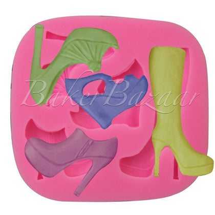 Fondant Mould Ladies High Heels Shape 5 Cavity - Silicone Fondant Clay Marzipan Mould.