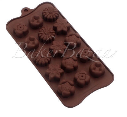 Chocolate Mould Different Flower Shapes Silicone 15 Cavity