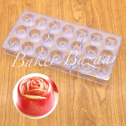 Rose Candy Shaped Polycarbonate Chocolate Mould 21 Cavity (Flower Mould)