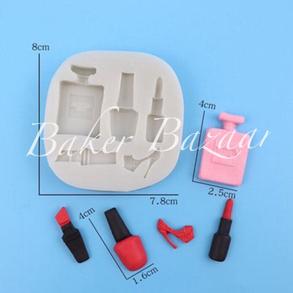 Fondant Mould 5 Cavity MakeUp kit - Silicone Fondant Clay Marzipan Mould.