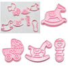 Baby Shower Theme 1- Rocking Horse, Pram & Pacifier Shaped Plastic Cutters -  Sugar Craft Fondant, Cookie-Dough Cutter Cake Decorating DIY Tool.