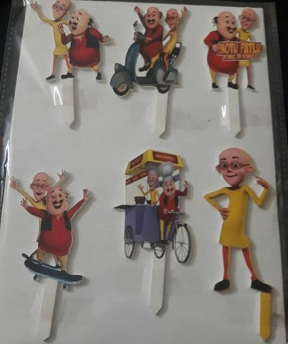 6 Piece Cartoon Characters Cake Toppers - Children Party Decoration - Motu Patlu-2