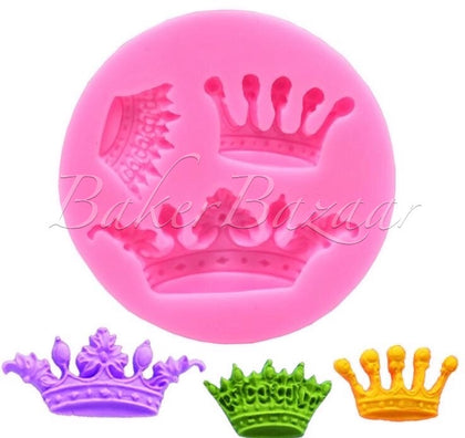 Fondant Mould 3 Cavity Mini Queen Crown - Silicone Fondant Clay Marzipan Mould.