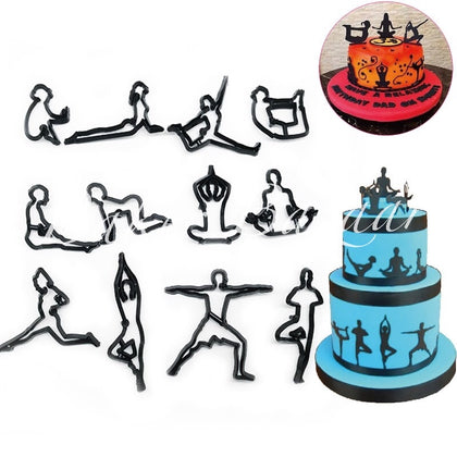 Patchwork Cutters Yoga Poses - SugarCraft Fondant Cutter Cake Decorating DIY Tool.