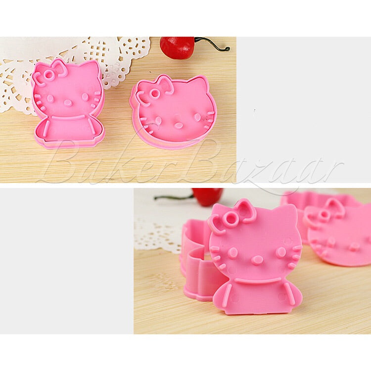 Hello Kitty Cat Shaped Plastic Cutters -  Sugar Craft Fondant, Cookie-Dough Cutter Cake Decorating DIY Tool.