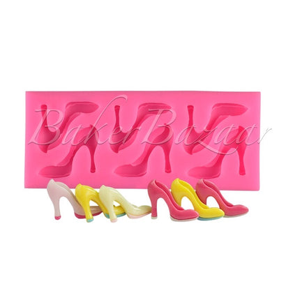 Fondant Mould Ladies Shoes, High Heels Shape 6 Cavity - Silicone Fondant Clay Marzipan Mould.
