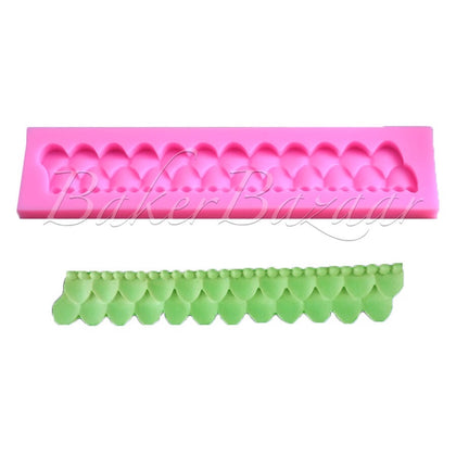 Fondant Mould Fence Shape Rim Lace  - Silicone Fondant Clay Marzipan Mould.