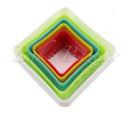 5 Pcs Cookie Cutter Square Shape Cookie Cutters Biscuit Cutter Different Sizes Assorted Colors.