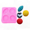 Fondant Mould Balls Shapes; Rugby, Soccer, Basket Ball & Volley Ball Shape 4 Cavity - Silicone Fondant Clay Marzipan Mould.