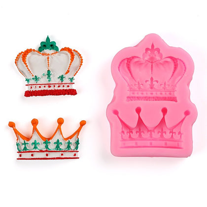 Fondant Mould King & Queen Crown Shape 2 Cavity - Silicone Fondant Clay Marzipan Mould.