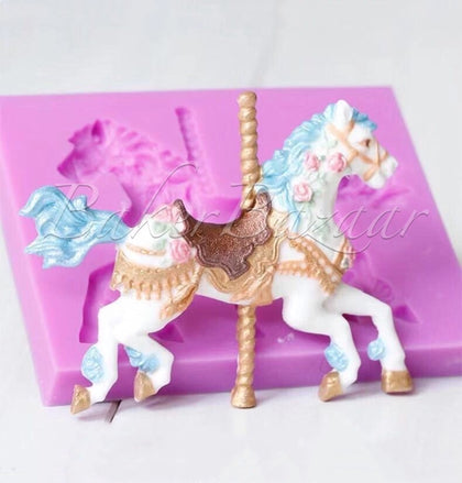 Fondant Mould New Carousel Shape 1 Cavity - Silicone Fondant Clay Marzipan Mould.