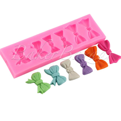 Fondant Mould Big Bows in 6 sizes Shape 6 Cavity - Silicone Fondant Clay Marzipan Mould.