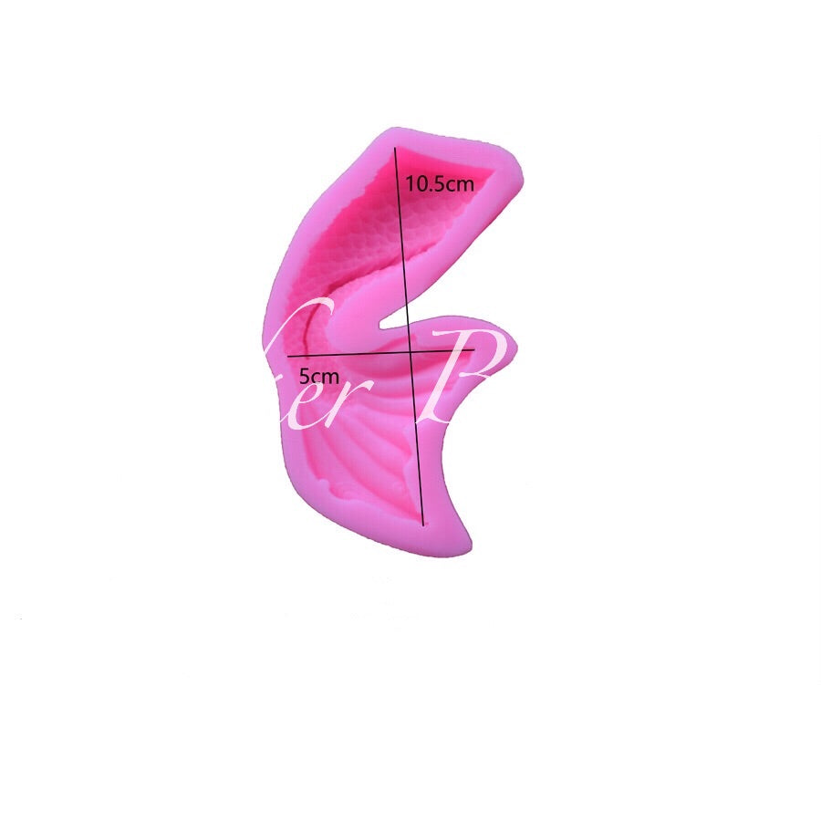 Fondant Mould Twisted Mermaid Tail Small Shape 1 Cavity - Silicone Fondant Clay Marzipan Mould.