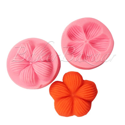 Fondant Mould Front & Back Veined 5 Petal Flower Shaped Embosser Silicone Fondant Clamp Marzipan Mould