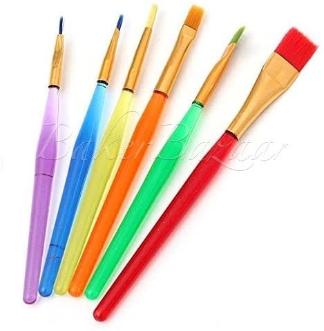 6 PC Decorating Paint Brush Set (Brushes) for Cakes and Crafts