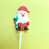 Santa Claus with Stick Cake Decorating Topper 1 Figure - Plastic Gift Toy Topper