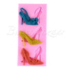 Fondant Mould 3 High Heels Ladies Shoes Shape 3 Cavity  - Silicone Fondant Clay Marzipan Mould.