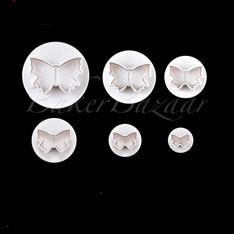Butterfly Plunger Cutter Set Of 3 Pcs - SugarCraft Fondant Plunger Cutter Cake Decorating DIY Tool.