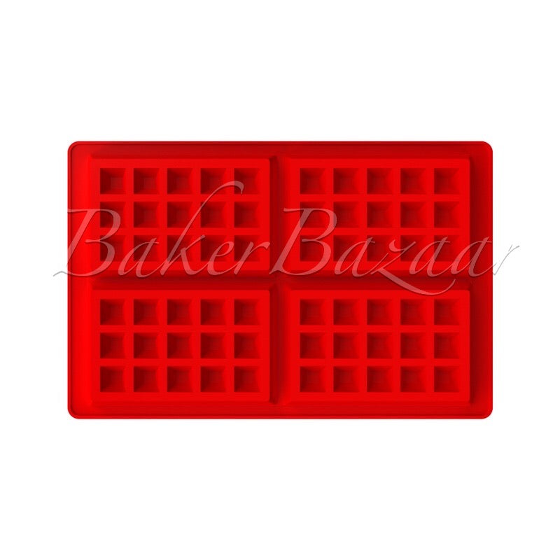 Silicone Mould Four Grid Waffles Shape - Chocolate Fondant Clay Marzipan Mould