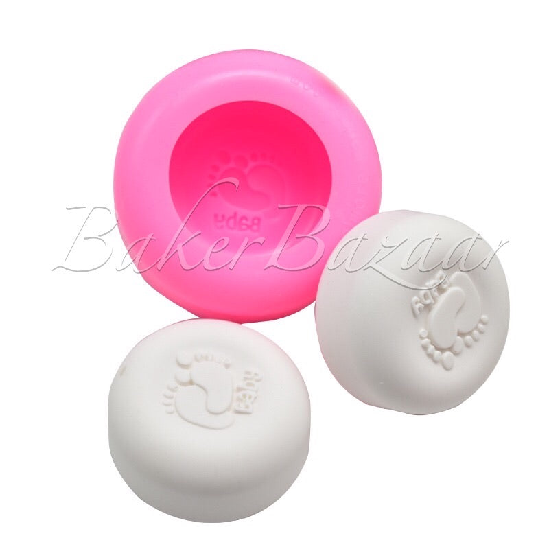 Fondant Mould Soap Shape with Baby Feet Engraved - Silicone Fondant Clay Marzipan Mould.