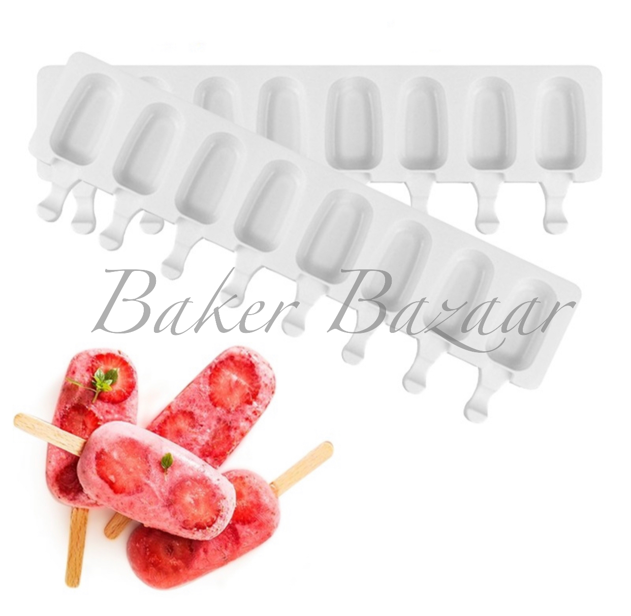 Silicone Mould Popsicle Ice Cream Shape 8 Cavity- Cakesicle Mould