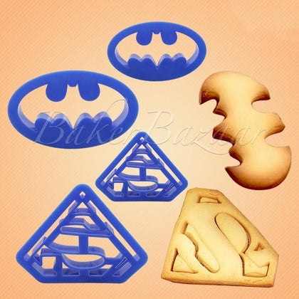 SuperHero Superman & Batman Logo Shape Cutters -  SugarCraft Fondant Cutter Cake Decorating DIY Tool.