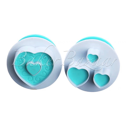 New Heart shape, Artsy Heart, Oval Cutter Set Of 2 Pcs - SugarCraft Fondant Plunger Cutter Cake Decorating DIY Tool.