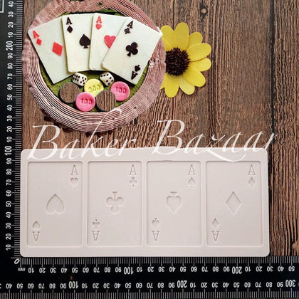 Fondant Mould Aces of Playing Cards - Silicone Fondant Clay Marzipan Mould.