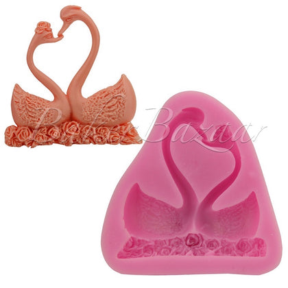 Pair Of Swan Shape Silicone Fondant Mould 1 Cavity- Fondant Clay Marzipan Mould Cake Decorating DIY Tool.