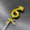 Number 6 Crown Style Plastic Cake Topper - Gold