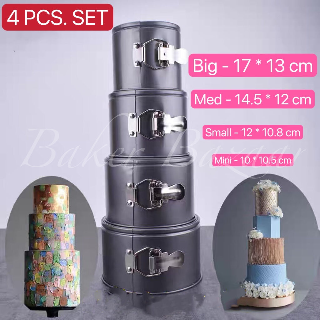4 in 1. 4 PCS SET OF SPRING FORM CAKE TIN. Tall 5inch & 4 Inch in Height
