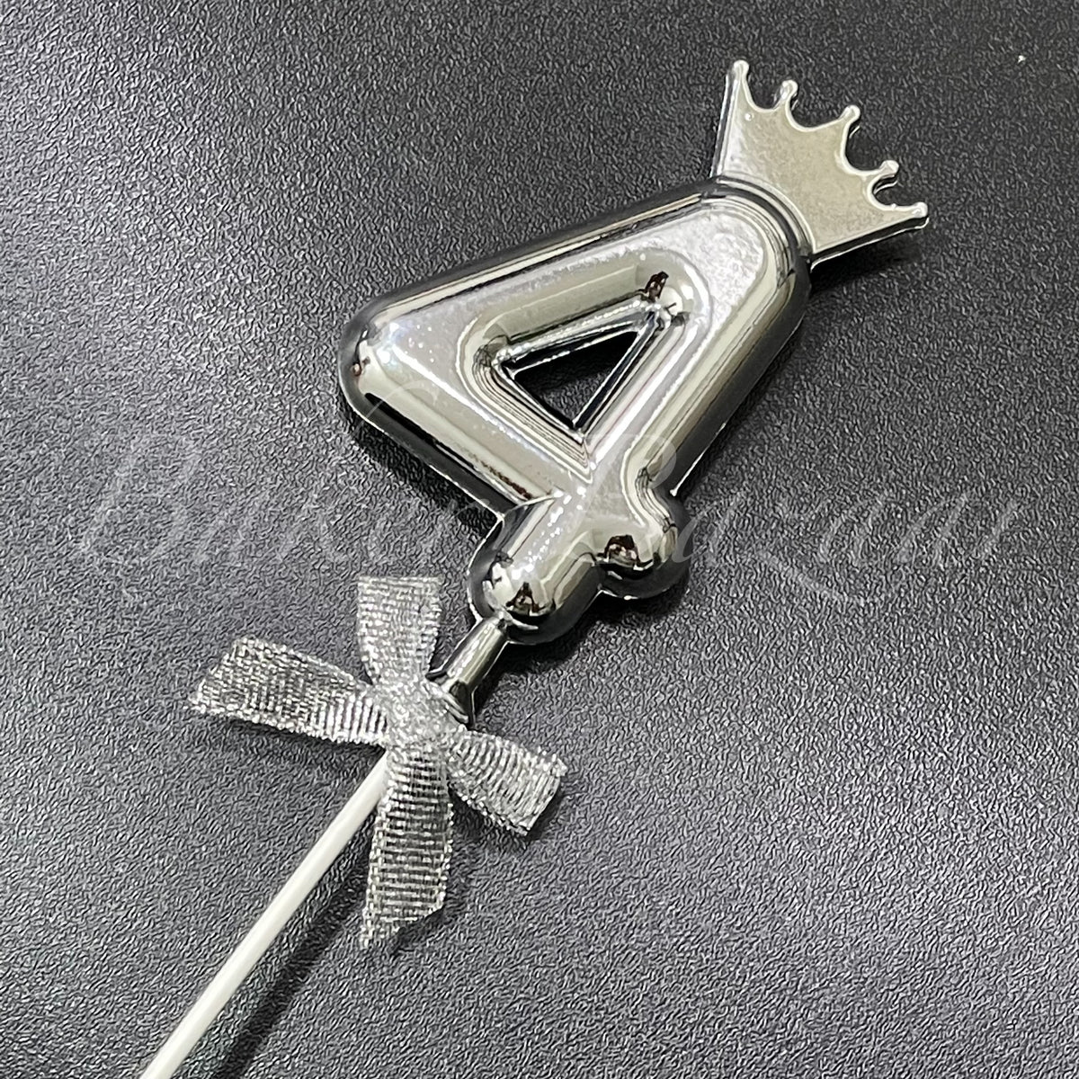 Number 4 Crown Style Plastic Cake Topper - Silver – Baker Bazaar