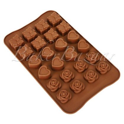 Chocolate Mould Heart, Rose & Gift Box Shape Silicone  24 Cavity