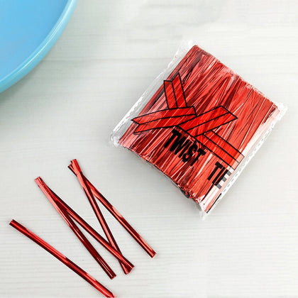 Metallic Twist Ties - Metallic Maroon/Red Color- 200Pcs in a Pack - 8Cms