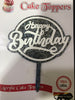 Acrylic Cake Topper - Design 4-5 Inch Happy Birthday WIth Glitter -Black & White