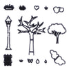 Tree Streetlamp Clouds grass - Garden Theme- SugarCraft Fondant Cutter Cake Decorating DIY Tool.
