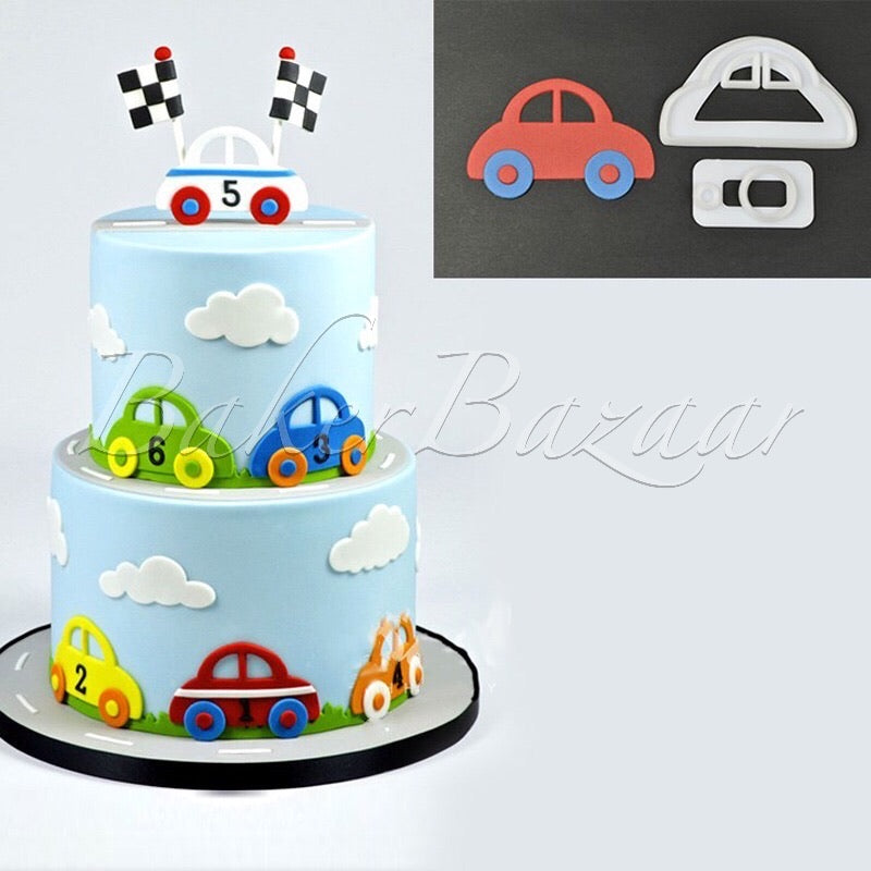Toy Car Shape Plastic Cutter - SugarCraft Fondant Cutter Cake Decorating DIY Tool.