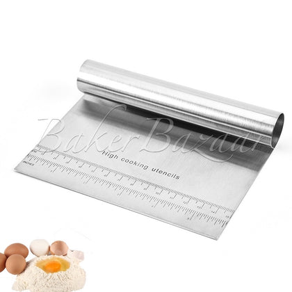 Steel Cake Smoother with Scale Cutting Knife(Silver) Scraper 15CM